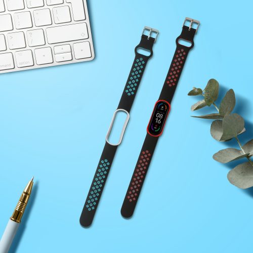 Σετ 2 ιμάντες Kwmobile για Xiaomi Mi Smart Band 6/Mi Band 6/Band 5, Blue/Red, Silicone, 59792.06