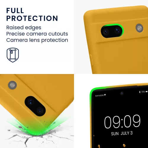 Θήκη Kwmobile για Google Pixel 7a, Πορτοκαλί, Σιλικόνη, 61598.191