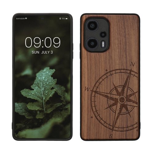 Θήκη Kwmobile για Xiaomi Poco F5, Καφέ, Ξύλο/Σιλικόνη, 61661.01