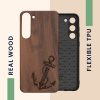 Θήκη Kwmobile για Samsung Galaxy S23 Plus, Καφέ, Ξύλο/Σιλικόνη, 61686.04