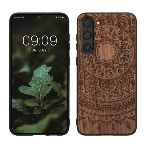 Θήκη Kwmobile για Samsung Galaxy S23 Plus, Καφέ, Ξύλο/Σιλικόνη, 61686.03
