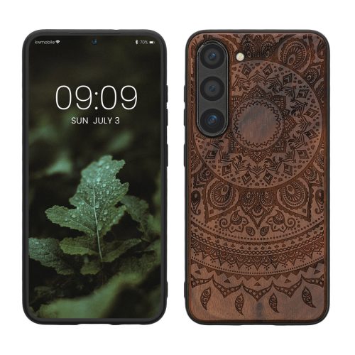 Θήκη Kwmobile για Samsung Galaxy S23, Καφέ, Ξύλο/Σιλικόνη, 61685.03