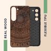 Θήκη Kwmobile για Samsung Galaxy S23, Καφέ, Ξύλο/Σιλικόνη, 61685.03