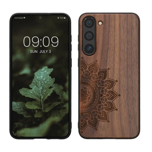 Θήκη Kwmobile για Samsung Galaxy S23 Plus, Καφέ, Ξύλο/Σιλικόνη, 61686.01