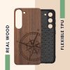 Θήκη Kwmobile για Samsung Galaxy S23, Καφέ, Ξύλο/Σιλικόνη, 61685.02