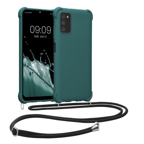 Θήκη Kwmobile με κορδόνι για Samsung Galaxy A03s, πράσινη, σιλικόνη, 58562.78