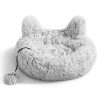 Pat pentru pisici Navaris cu urechi si jucarie, 50x50 cm, plus, roz, 61688.22