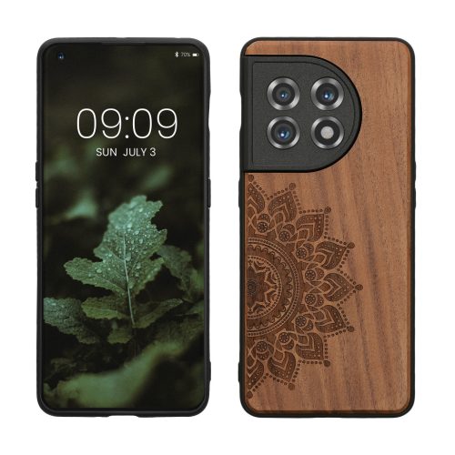 Θήκη Kwmobile για OnePlus 11, Καφέ, Ξύλο/Σιλικόνη, 60791.02