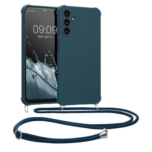 Θήκη Kwmobile με κορδόνι για Samsung Galaxy A14 5G, σκούρο μπλε, σιλικόνη, 60819.17
