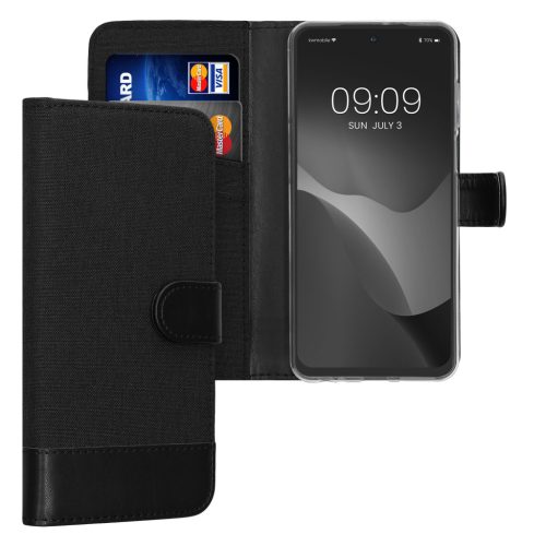 Θήκη Kwmobile για Motorola Moto G73, Μαύρη, Υφασμάτινη/Σιλικόνη, 60833.73