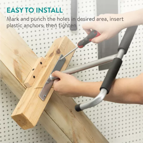 Set 2 carlige depozitare Navaris, 42x29.5 cm, tavan/perete, pentru sarcini mari, negru, otel