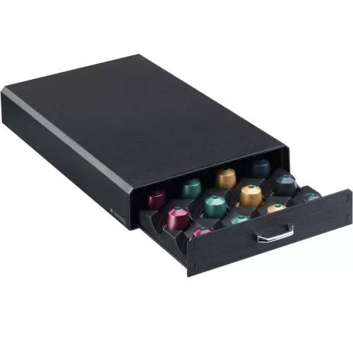 Suport capsule Vertuo Navaris, sertar 43x23.6x5.8 cm, acces rapid, negru, plastic