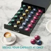 Suport capsule Vertuo Navaris, sertar 43x23.6x5.8 cm, acces rapid, negru, plastic