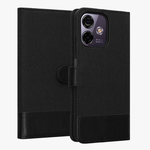 Θήκη Kwmobile για Ulefone Note 16 Pro, Μαύρη, Ύφασμα/Σιλικόνη, 61723.73