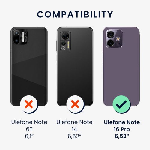 Θήκη Kwmobile για Ulefone Note 16 Pro, Μαύρη, Ύφασμα/Σιλικόνη, 61723.73