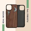 Θήκη Kwmobile για Apple iPhone 14, Καφέ/Πολύχρωμη, Ξύλινη/Σιλικόνη, 59124.05