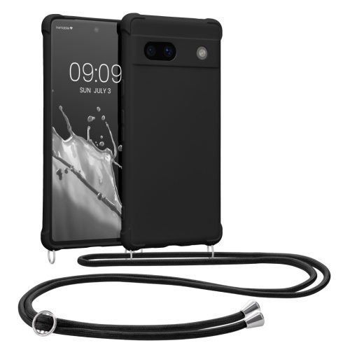 Θήκη Kwmobile με κορδόνι για Google Pixel 7a, μαύρη, σιλικόνη, 61600.01