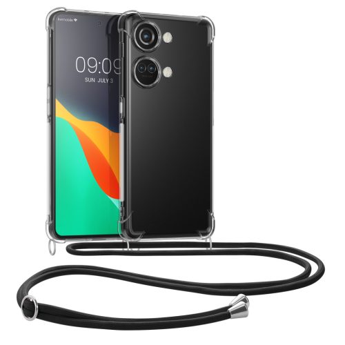Θήκη Kwmobile με κορδόνι για OnePlus Nord 3 5G, Διαφανής/Μαύρη, Σιλικόνη, 61768.01