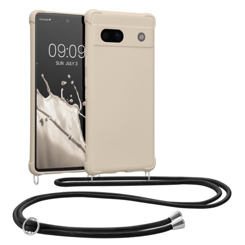 Θήκη Kwmobile με κορδόνι για Google Pixel 7a, Κρεμ, Σιλικόνη, 61600.16