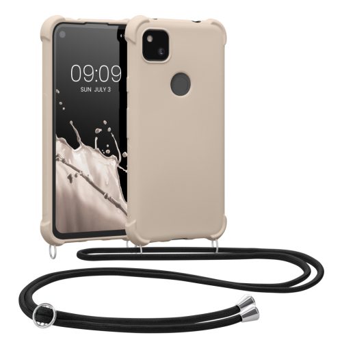 Θήκη Kwmobile με κορδόνι για Google Pixel 4a, Κρεμ, Σιλικόνη, 53842.16