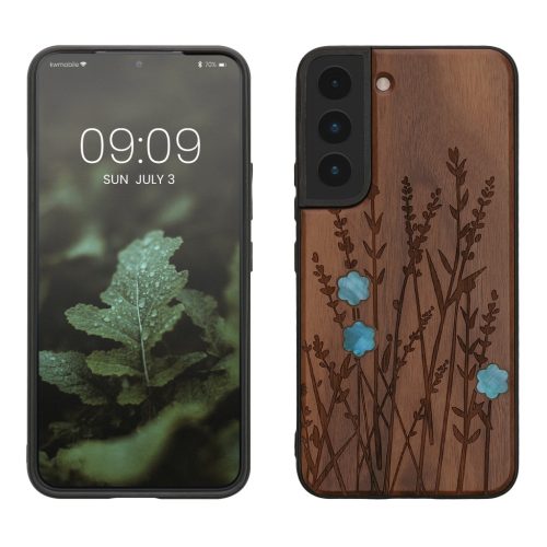 Θήκη Kwmobile για Samsung Galaxy S22, Καφέ, Ξύλο/Σιλικόνη, 58306.09