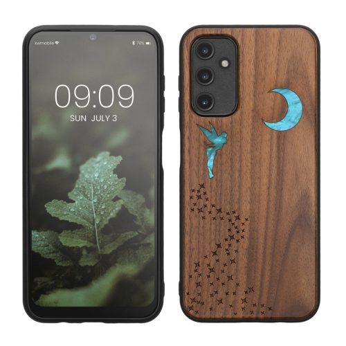 Θήκη Kwmobile για Samsung Galaxy A14 5G, Καφέ/Πολύχρωμη, Ξύλινη/Σιλικόνη, 60817.07