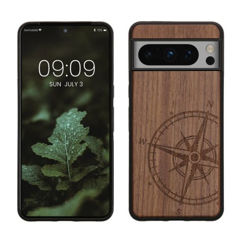 Θήκη Kwmobile για Google Pixel 8 Pro, Καφέ, Ξύλινη/Σιλικόνη, 61876.02