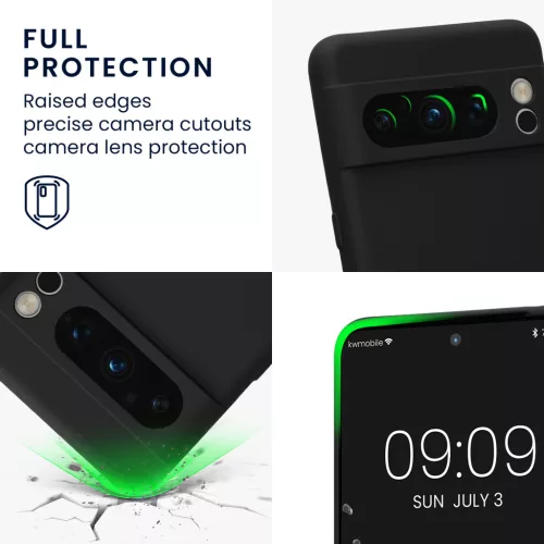 Θήκη Kwmobile για Google Pixel 8 Pro, μαύρη, σιλικόνη, 61860.01