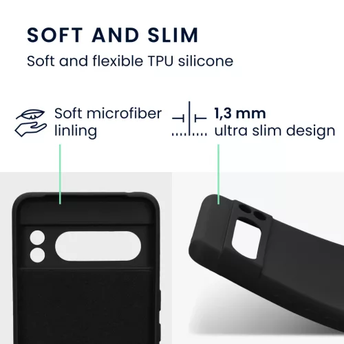 Θήκη Kwmobile για Google Pixel 8 Pro, μαύρη, σιλικόνη, 61860.01