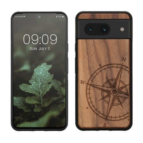 Θήκη Kwmobile για Google Pixel 8, Καφέ, Ξύλο/Σιλικόνη, 61875.02