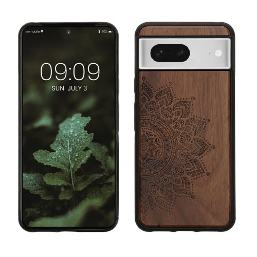 Θήκη Kwmobile για Google Pixel 8, Καφέ, Ξύλο/Σιλικόνη, 61875.01