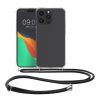 Θήκη Kwmobile με κορδόνι για Apple iPhone 15 Pro, Διαφανής/Μαύρη, Σιλικόνη, 62035.01