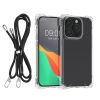 Θήκη Kwmobile με αποσπώμενο κορδόνι για Apple iPhone 15 Pro, Διαφανής/Μαύρη, Πολυανθρακικό, 62039.01