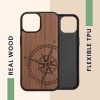 Θήκη Kwmobile για Apple iPhone 15, Καφέ, Ξύλο/Σιλικόνη, 62011.01