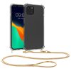 Θήκη Kwmobile με κορδόνι για Apple iPhone 15, Διαφανής/Χρυσή, Σιλικόνη, 62029.21