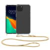 Θήκη Kwmobile με κορδόνι για Apple iPhone 15, Διαφανής/Χρυσή, Σιλικόνη, 62029.21