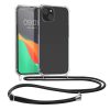 Θήκη Kwmobile με κορδόνι για Apple iPhone 15 Plus, Διαφανής/Μαύρη, Σιλικόνη, 62034.01