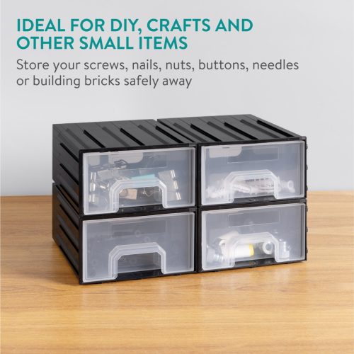 Cutie organizare Navaris cu 4 sertare interconectabile, 5.9x5.1x2.9 cm, montaj perete, gri, plastic