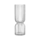 Vaza decorativa ribbed Navaris, forma rotunda, 35x14x14 cm, sticla groasa, pentru flori, gri, sticla