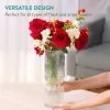 Vaza decorativa ribbed Navaris, forma rotunda, 35x14x14 cm, sticla groasa, pentru flori, gri, sticla