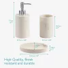 Set 3 accesorii baie Navaris, polirasina, suport periute, dozator si savoniera, gri, rasina