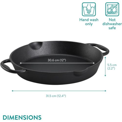 Τηγάνι από χυτοσίδηρο Navaris για κουζίνα / φούρνο / γκριλ - 30,6 εκ - μαύρο, NAV0000100Q004C