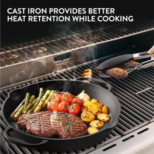 Τηγάνι από χυτοσίδηρο Navaris για κουζίνα / φούρνο / γκριλ - 30,6 εκ - μαύρο, NAV0000100Q004C