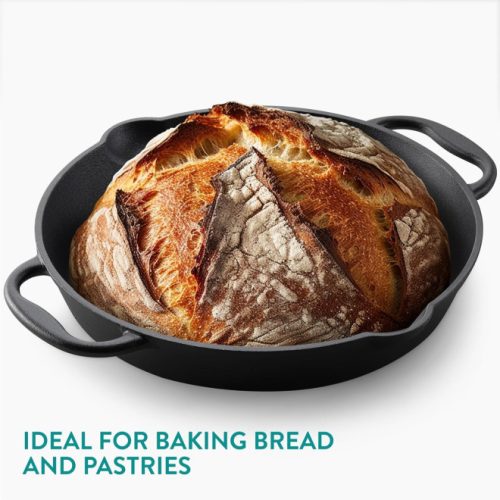 Τηγάνι από χυτοσίδηρο Navaris για κουζίνα / φούρνο / γκριλ - 30,6 εκ - μαύρο, NAV0000100Q004C