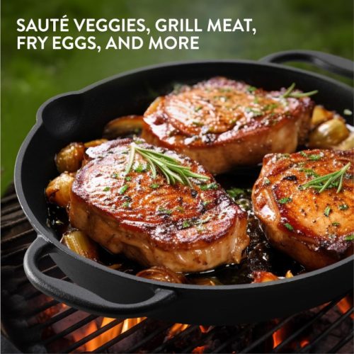 Τηγάνι από χυτοσίδηρο Navaris για κουζίνα / φούρνο / γκριλ - 30,6 εκ - μαύρο, NAV0000100Q004C