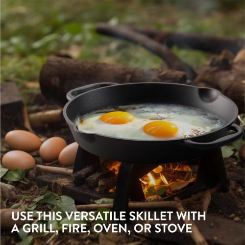 Τηγάνι από χυτοσίδηρο Navaris για κουζίνα / φούρνο / γκριλ - 30,6 εκ - μαύρο, NAV0000100Q004C