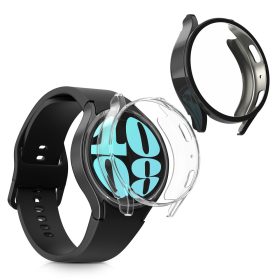  Σετ 2 θηκών Kwmobile για Samsung Galaxy Watch 6, Μαύρο/Διαφανές, Σιλικόνη, KWM000024TG002C