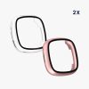 Σετ 2 καλύμματα Kwmobile με τζάμι ασφαλείας για Fitbit Versa 4/Sense 2, Διαφανές/Ροζ, Πλαστικό, KWM000024UJ003C