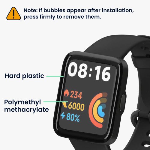 Σετ 2 προστατευτικών μεμβρανών Kwmobile για Xiaomi Redmi Watch 2 Lite, Διαφανές/Μαύρο, Πολυμερές, KWM000024WS001C