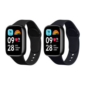   Σετ 2 ιμάντες Kwmobile για Xiaomi Redmi Watch 3 Active, Μαύρο/Σκούρο Μπλε, Σιλικόνη, KWM000024XY001C